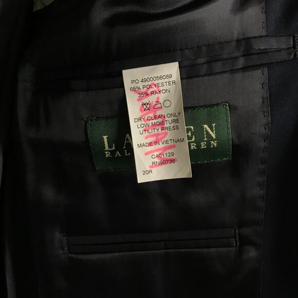 Lauren by Ralph Lauren Blazer Mens Size 20R Blue Gold Button Front Coat Jacket - Picture 10 of 10